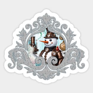 Snowman in Time! Steampunk Snowman Brings Winter Wonderland to Life Sticker